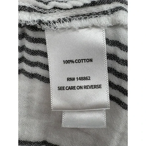 Belle Isle by Torrid Blouse White Black Striped Gauze Cap Sleeve 100% Cotton 1 - Picture 6 of 8